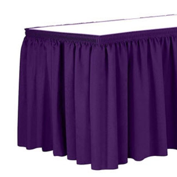 Purple High Quality Spun Polyester Fabric Shirred Pleat 13' Table Skirt - Picture 2 of 12